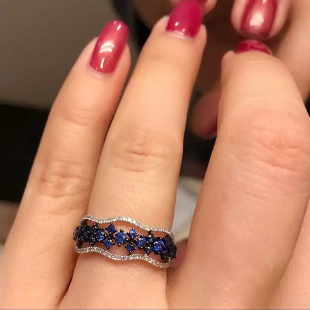 New 925 sterling silver Crystal Multi Layer Ring - Picture 1 of 4